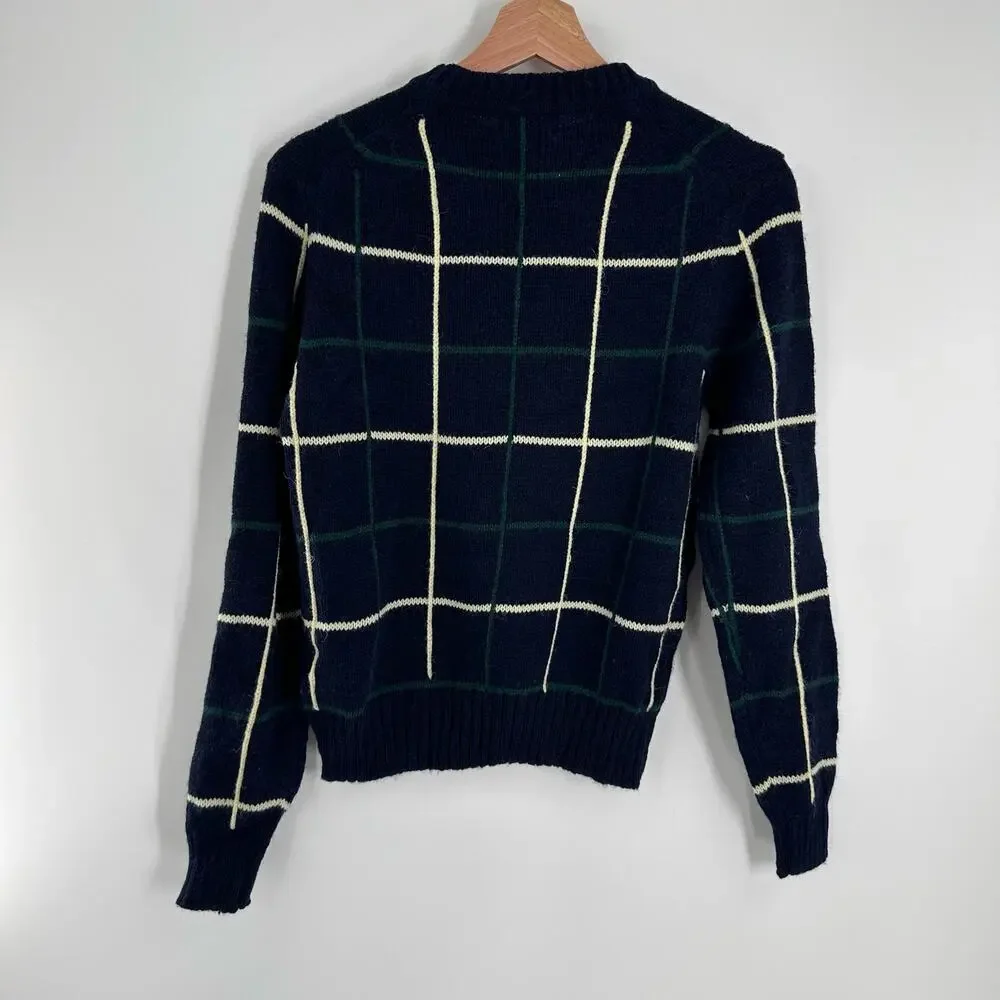 Garland Hong Kong‎ Dad Style Dark Blue Grid Check Pattern Sweater Adult Window